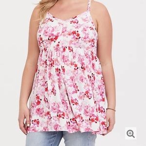 Torrid Challis Floral Smocked back babydoll tank